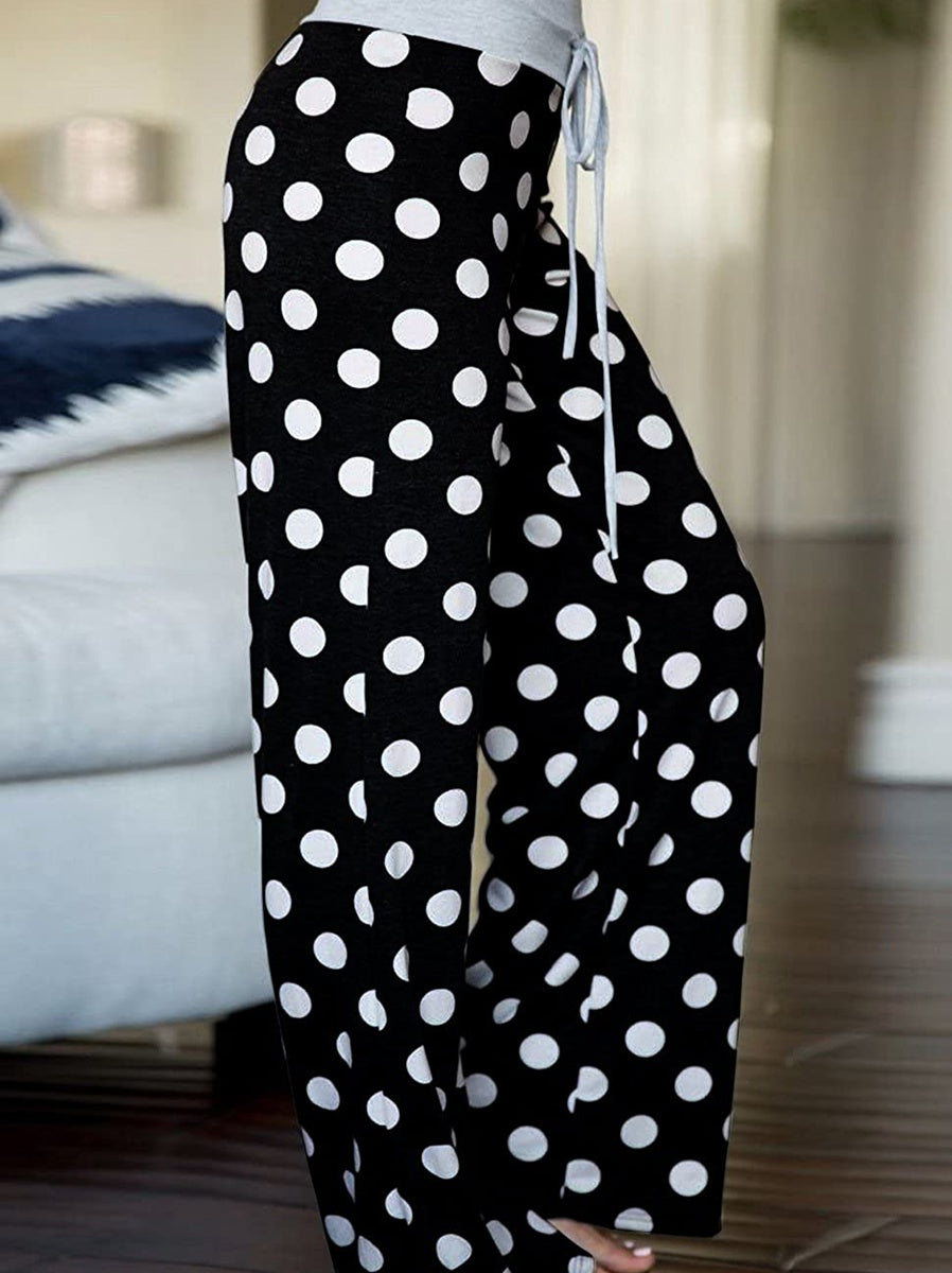 Women's Comfy Casual Pajama Pants Floral Print Drawstring Palazzo Lounge Pants Wide Leg