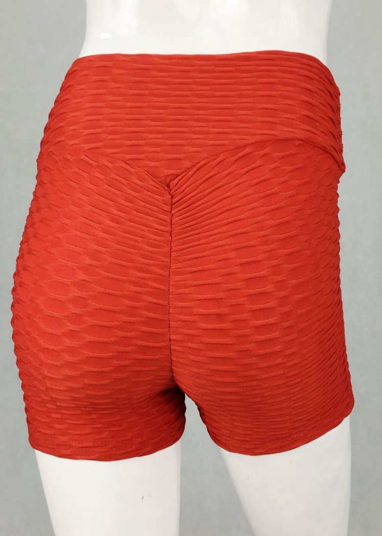 Chicvane Solid Color Textured Booty Legging Stretchy Yoga Shorts