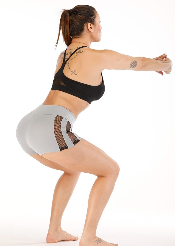 Chicvane Side Mesh Stretchy High Waisted Workout Yoga Shorts
