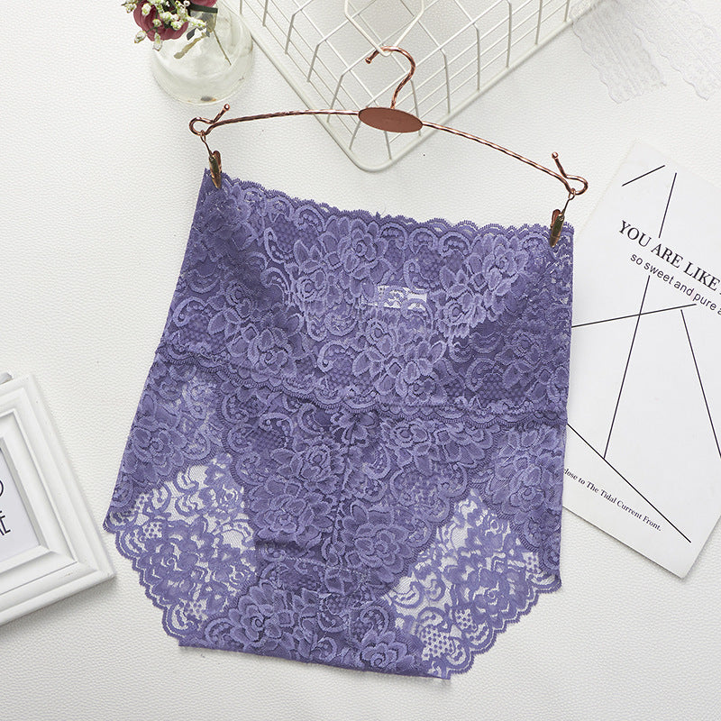 1 PCS Sexy Transparency High Wasited Lace Women Seamless Triangle Underwear Raised Buttock