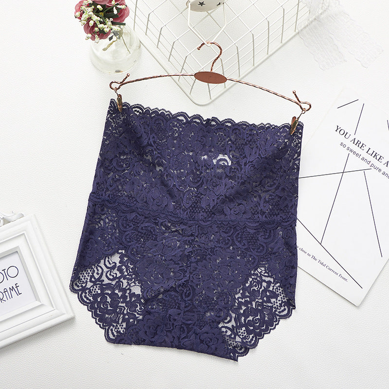 1 PCS Sexy Transparency High Wasited Lace Women Seamless Triangle Underwear Raised Buttock