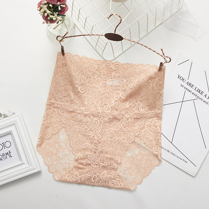 1 PCS Sexy Transparency High Wasited Lace Women Seamless Triangle Underwear Raised Buttock