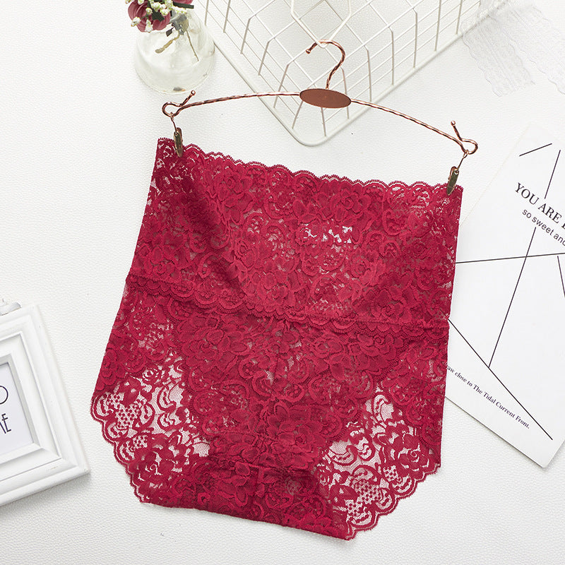 1 PCS Sexy Transparency High Wasited Lace Women Seamless Triangle Underwear Raised Buttock