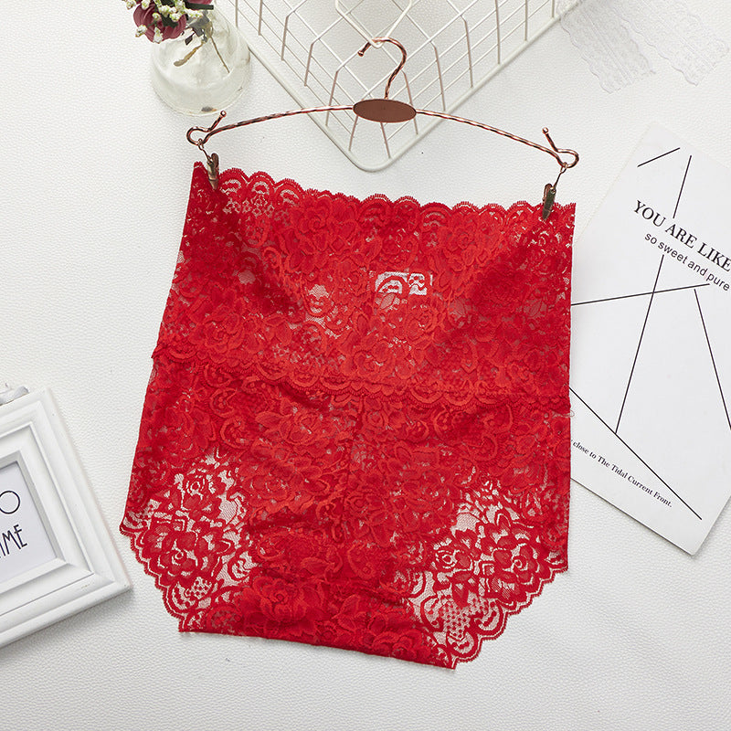 1 PCS Sexy Transparency High Wasited Lace Women Seamless Triangle Underwear Raised Buttock