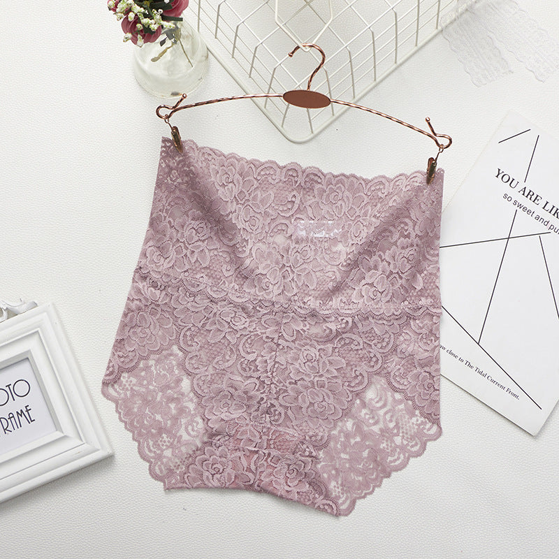 1 PCS Sexy Transparency High Wasited Lace Women Seamless Triangle Underwear Raised Buttock