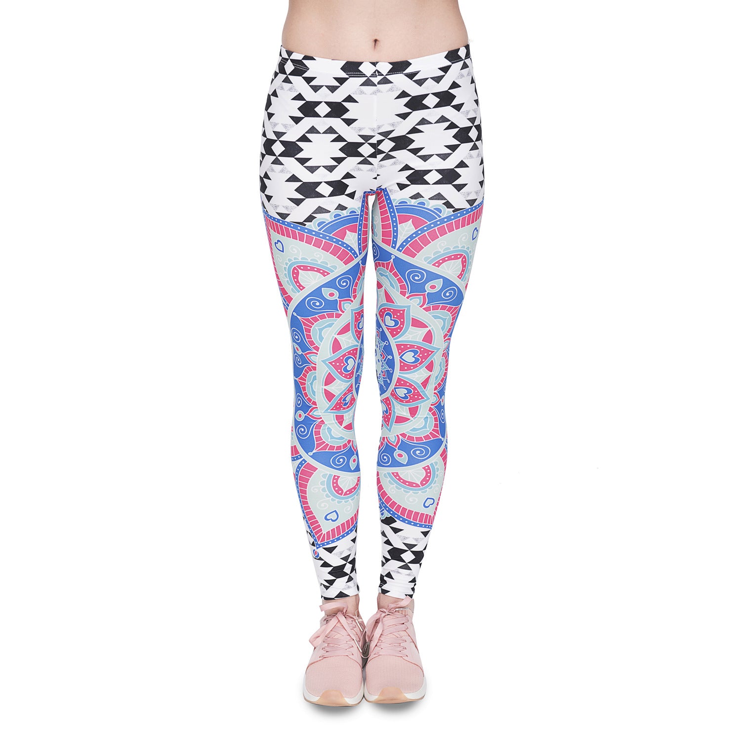 Women Stretchy and Soft Mandala Printed Yoga Leggings, Tummy Control Running Pants