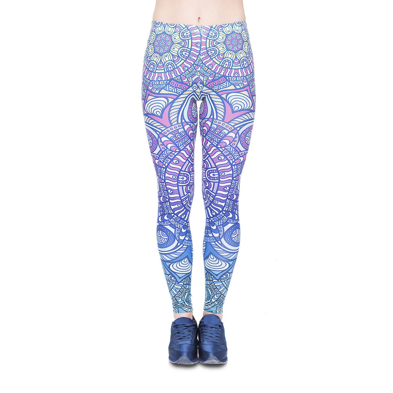 Women Stretchy and Soft Mandala Printed Yoga Leggings, Tummy Control Running Pants