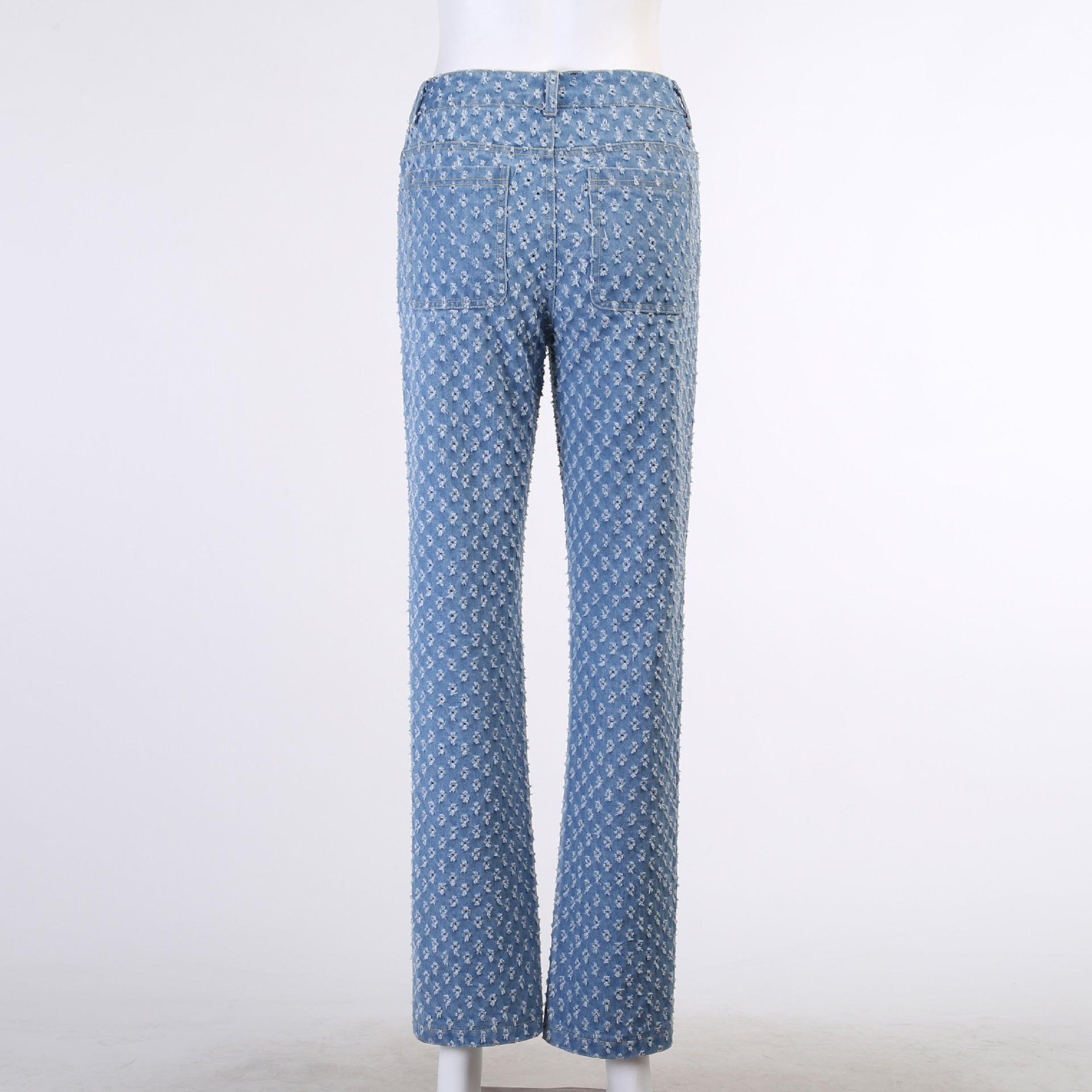 Women Fashion Flared Bell Bottom Jeans Distressed Wide Leg Denim Pants