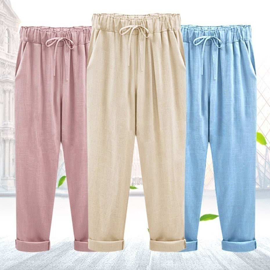 Women Casual Cotton Linen Pants Trousers Pencil Pants