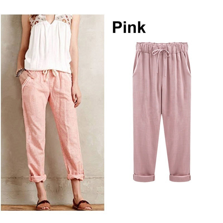 Women Casual Cotton Linen Pants Trousers Pencil Pants
