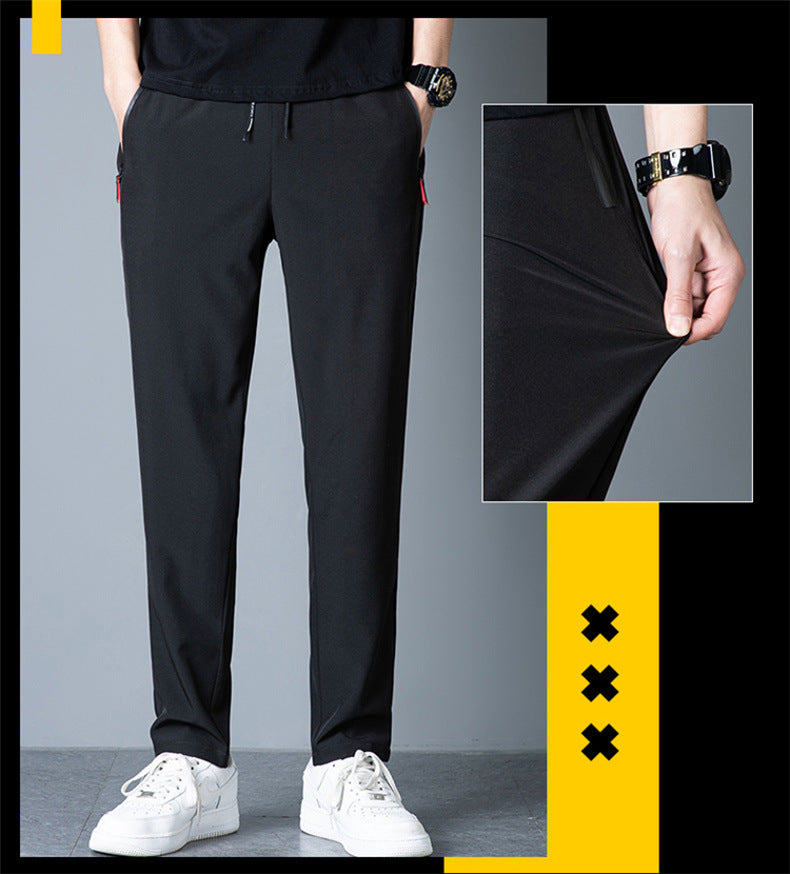 Men's Ice Silk Thin Breathable Quick-Drying Elastic Casual Pants