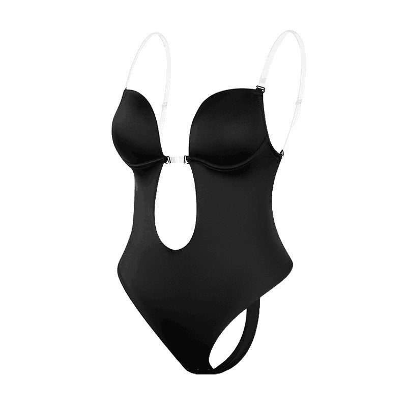 Women's Backless Shapewear U Plunge Seamless Thong Full Lace Deep V Neck Bodysuit