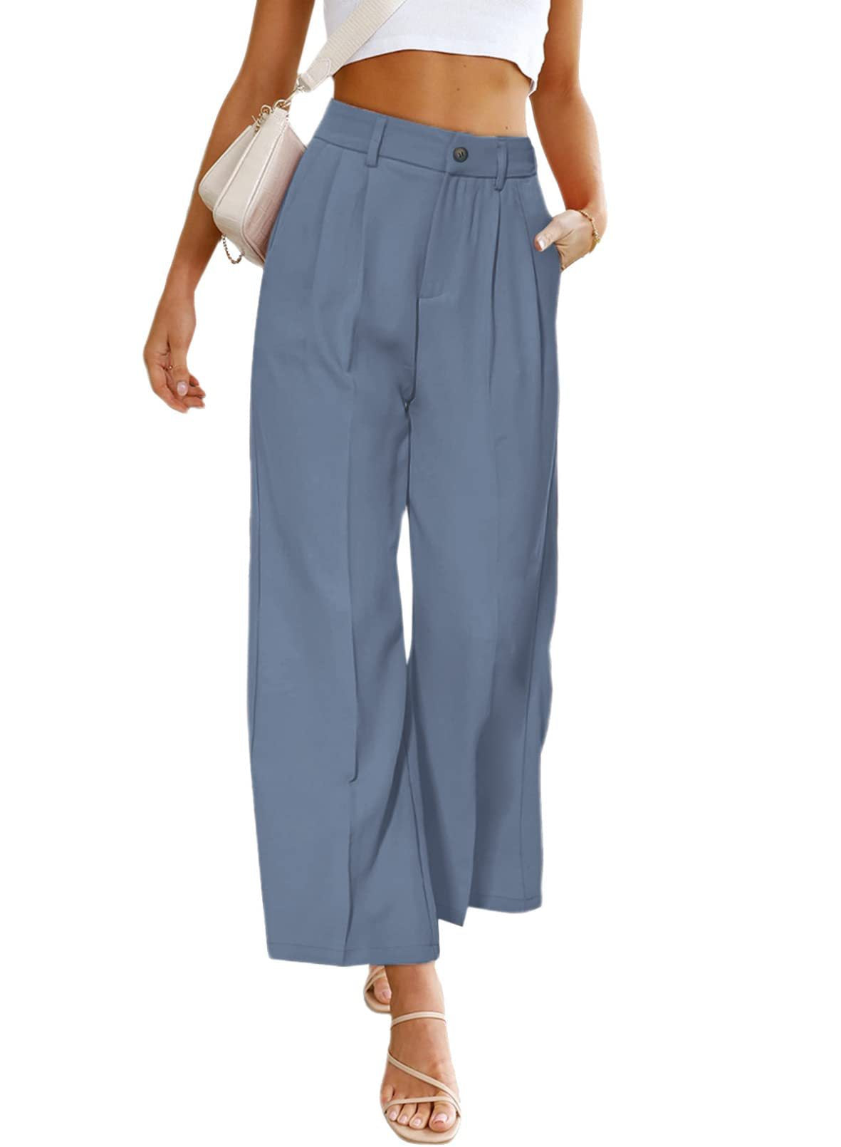Women Casual Wide Leg Flare Pants High  Waist Long Trousers Baggy Trousers Formal Trousers
