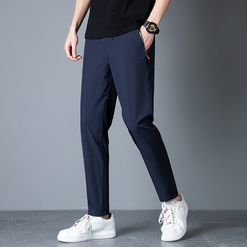 Men's Ice Silk Thin Breathable Quick-Drying Elastic Casual Pants