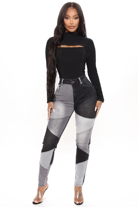 Fashion Women Distressed Stretch Denim Pants Ripped High Rise Skinny