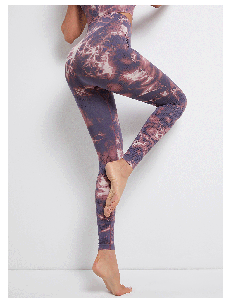 Tie-Dye Printed High Waist Hip Lift Sports Running Yoga Pants