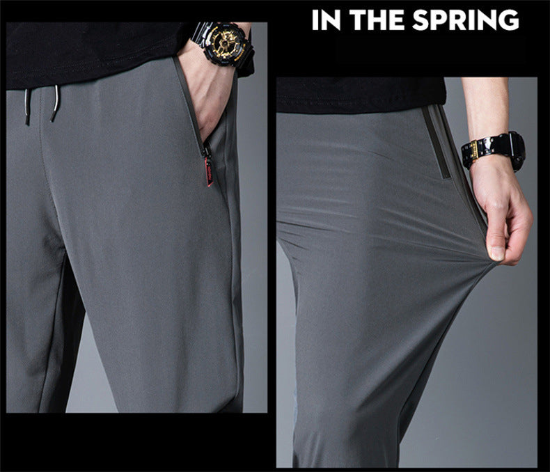 Men's Ice Silk Thin Breathable Quick-Drying Elastic Casual Pants