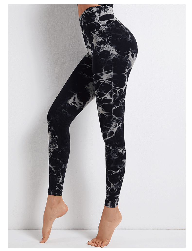Tie-Dye Printed High Waist Hip Lift Sports Running Yoga Pants