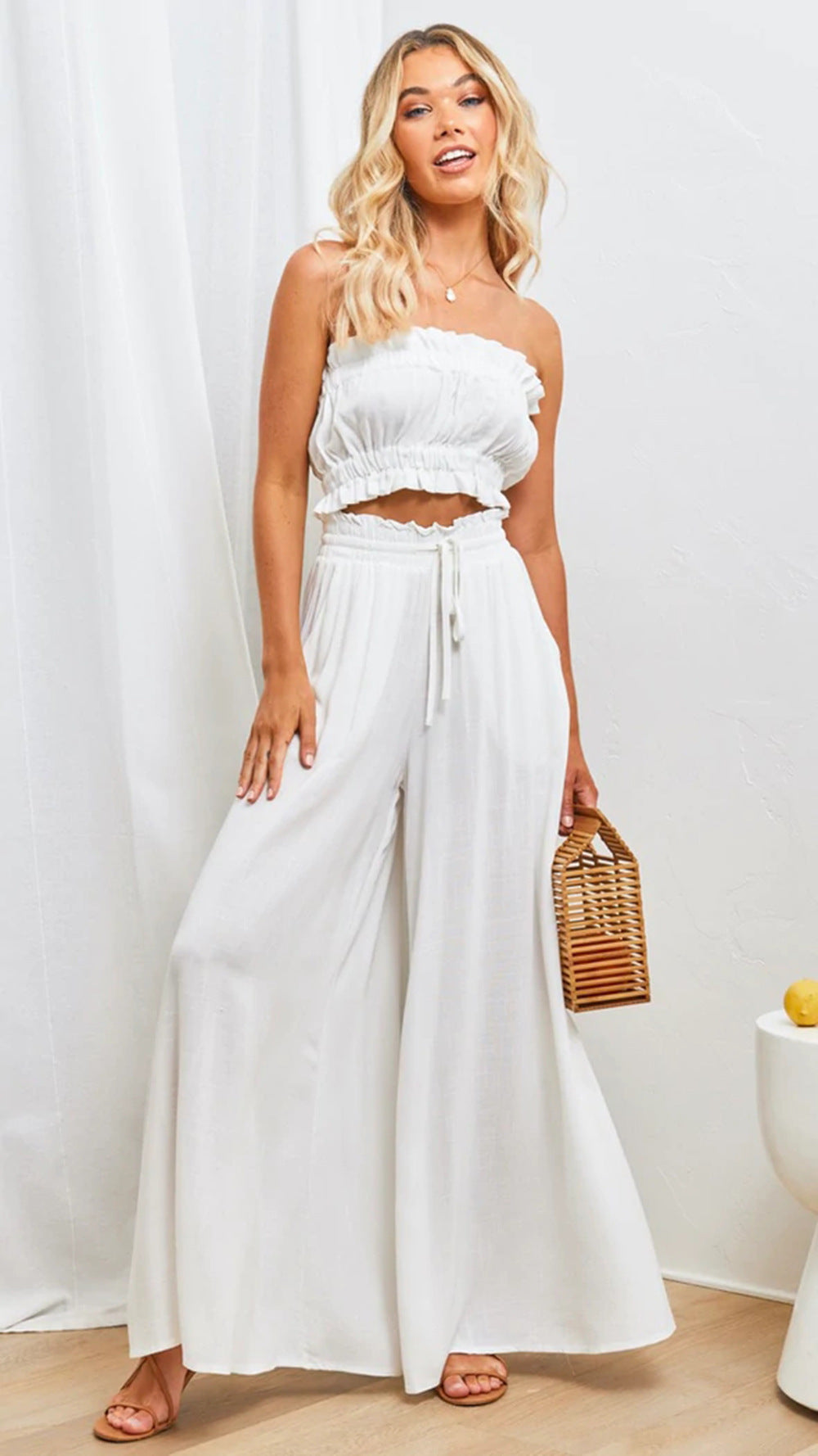 women's summer casual slim fit loose wide leg pants