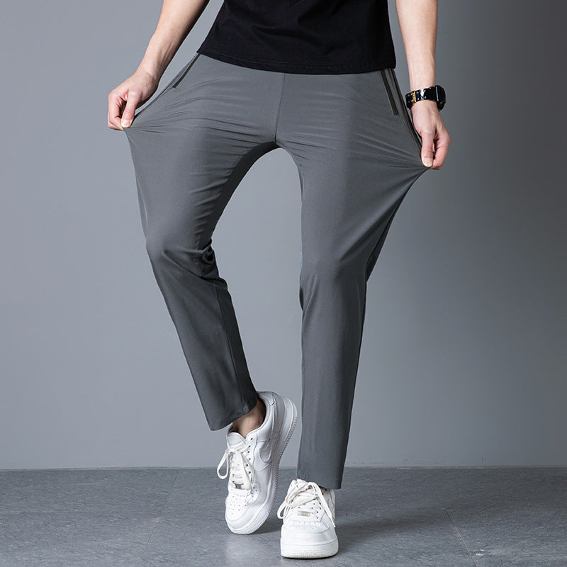 Men's Ice Silk Thin Breathable Quick-Drying Elastic Casual Pants