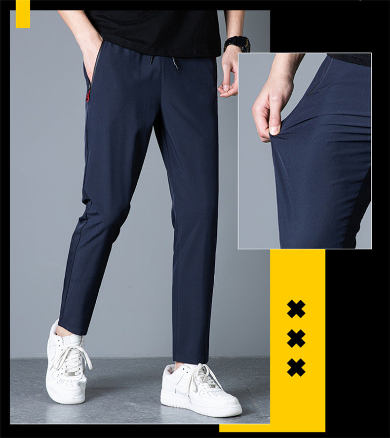 Men's Ice Silk Thin Breathable Quick-Drying Elastic Casual Pants