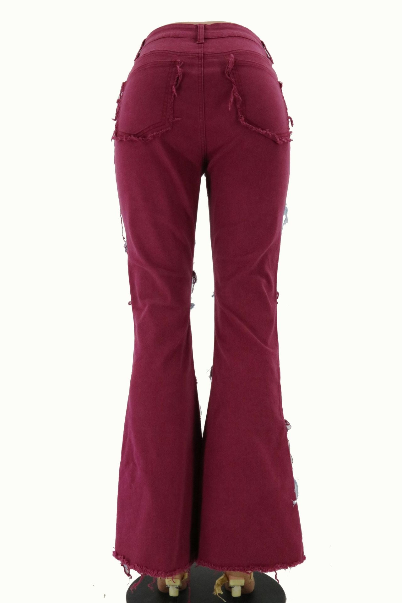 Women's denim trousers Fashion collision color patchwork high waist tight butt