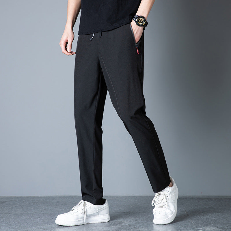 Men's Ice Silk Thin Breathable Quick-Drying Elastic Casual Pants