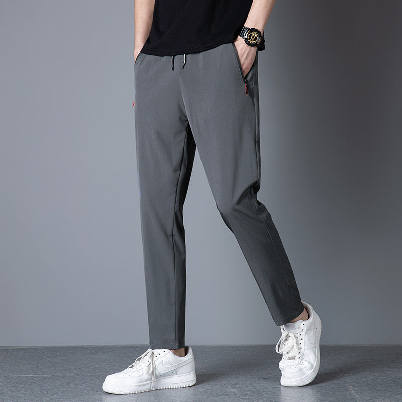 Men's Ice Silk Thin Breathable Quick-Drying Elastic Casual Pants