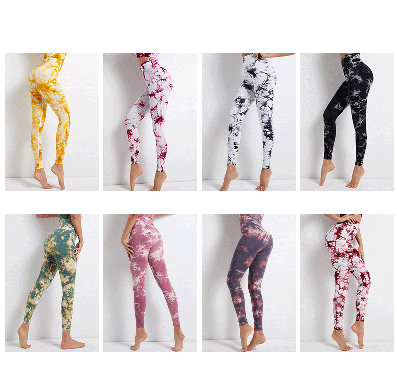 Tie-Dye Printed High Waist Hip Lift Sports Running Yoga Pants