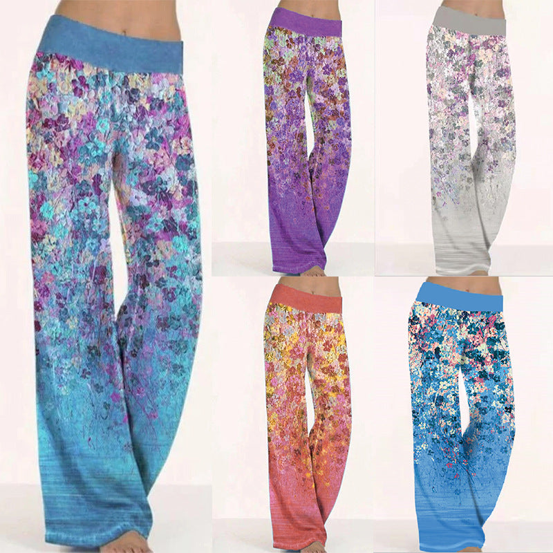 2021 Newest Women Summer Printings Yoga Wide Leg Pants Leggings Cargo Trousers Work Camping Hiking Casual Loose Fit Pants
