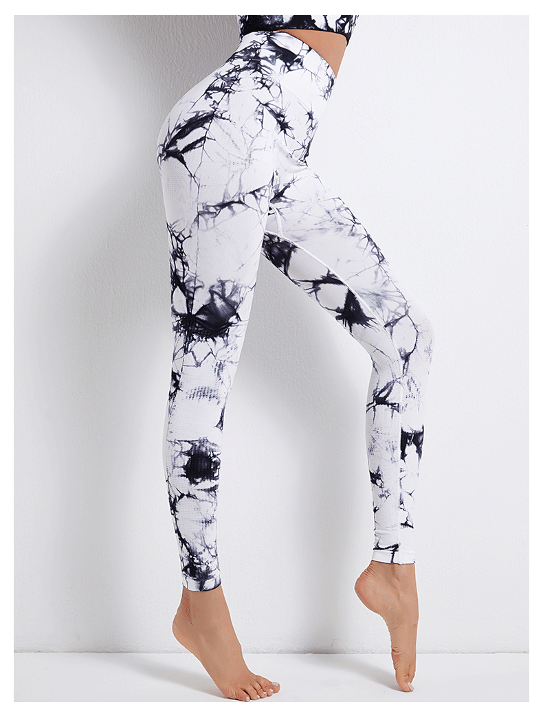 Tie-Dye Printed High Waist Hip Lift Sports Running Yoga Pants