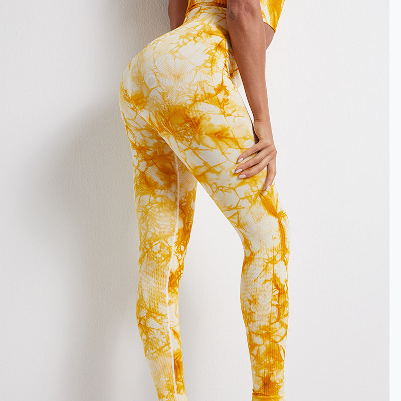 Tie-Dye Printed High Waist Hip Lift Sports Running Yoga Pants