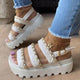 2021 Women Flat Platform Sandals Soft Leather Buckle Thick-soled Metal Cufflinks Sandals