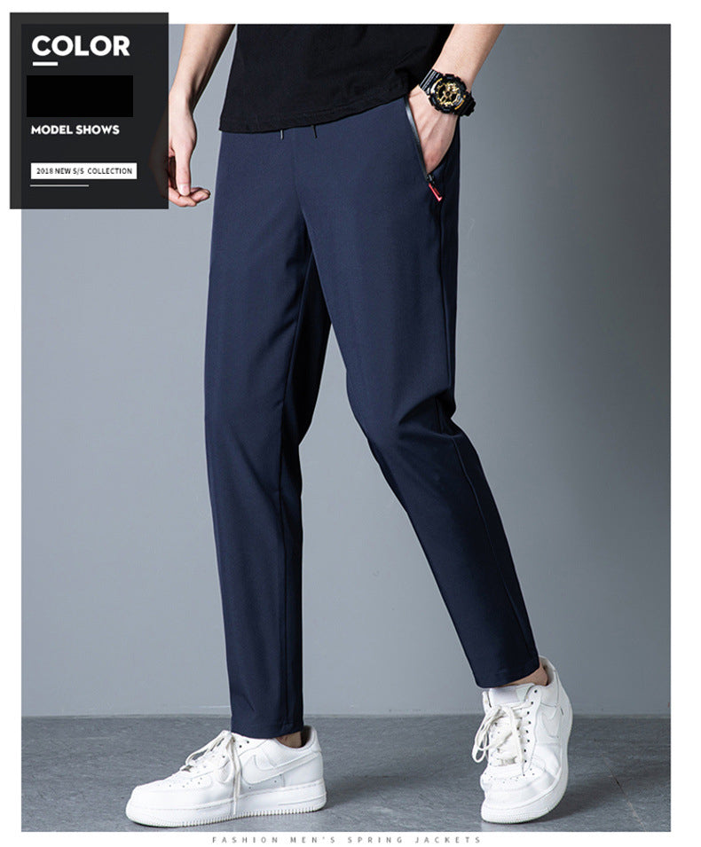 Men's Ice Silk Thin Breathable Quick-Drying Elastic Casual Pants