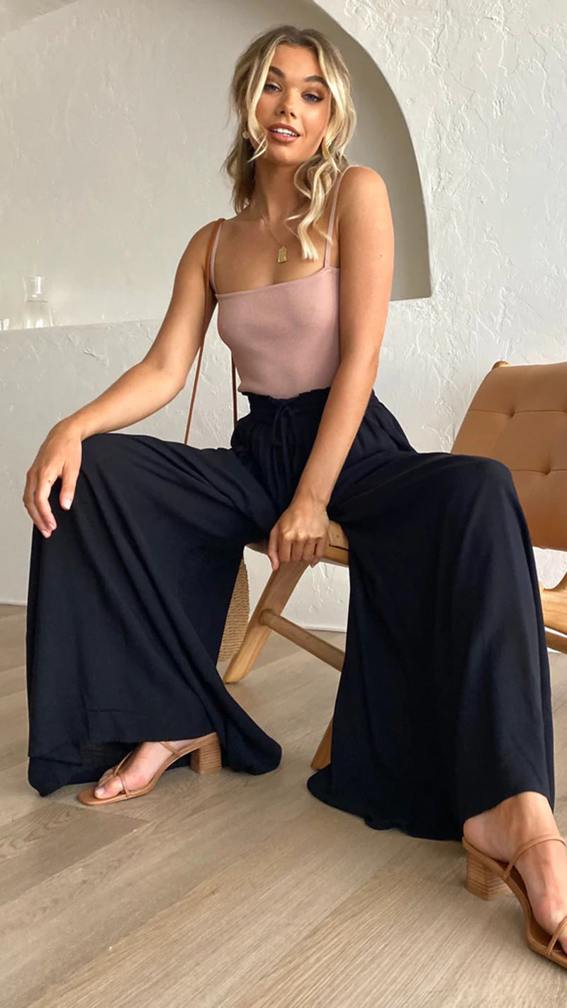 women's summer casual slim fit loose wide leg pants