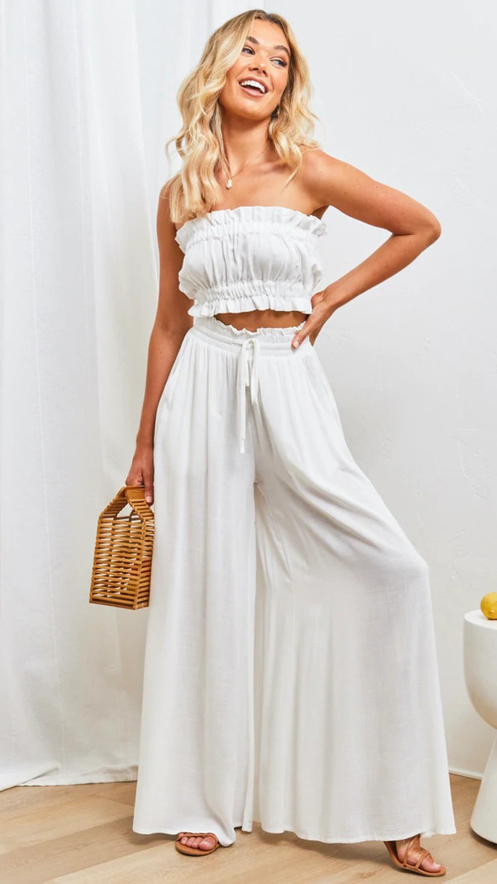 women's summer casual slim fit loose wide leg pants