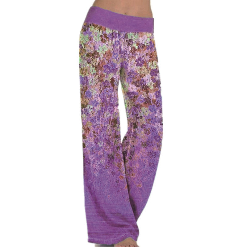2021 Newest Women Summer Printings Yoga Wide Leg Pants Leggings Cargo Trousers Work Camping Hiking Casual Loose Fit Pants