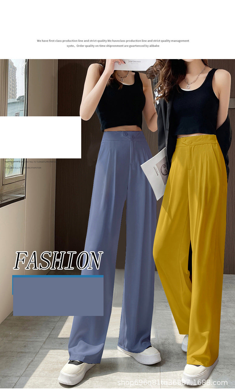 Women's Summer Casual High Waist Wide Leg Suit Pants