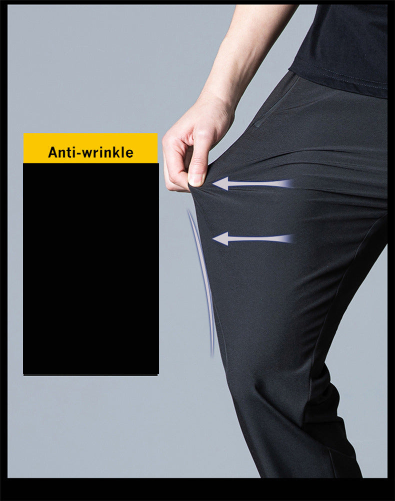 Men's Ice Silk Thin Breathable Quick-Drying Elastic Casual Pants