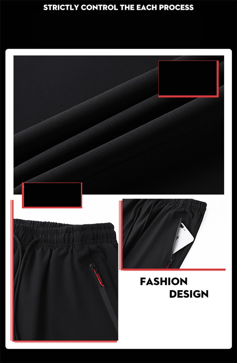 Men's Ice Silk Thin Breathable Quick-Drying Elastic Casual Pants