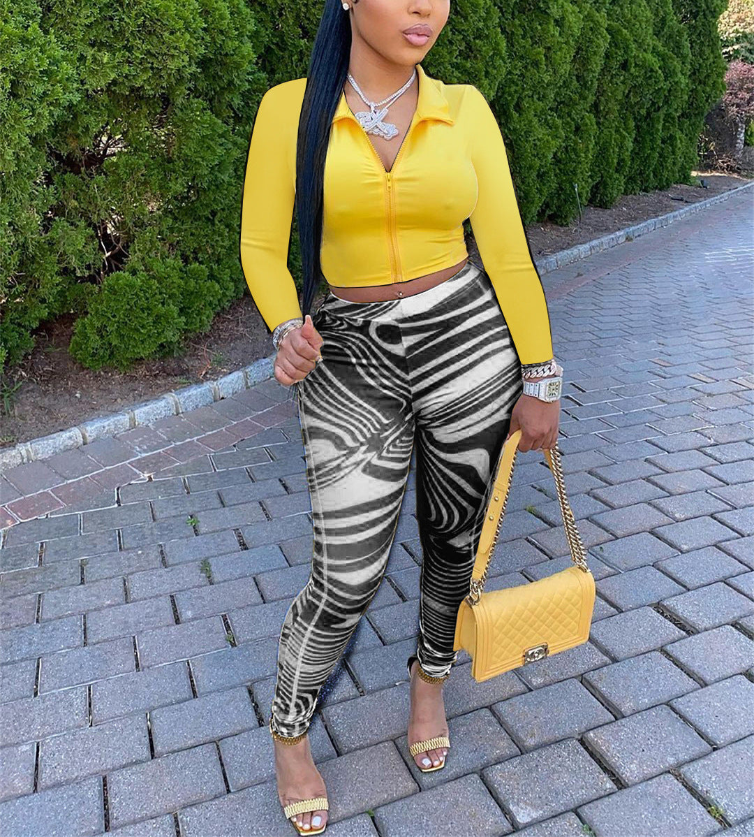 Women Fashion Travel Milk Silk Striped Skinny Print Leggings