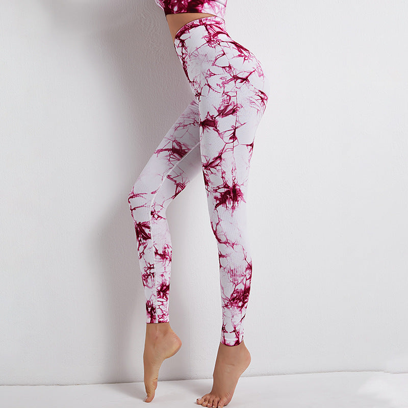 Tie-Dye Printed High Waist Hip Lift Sports Running Yoga Pants