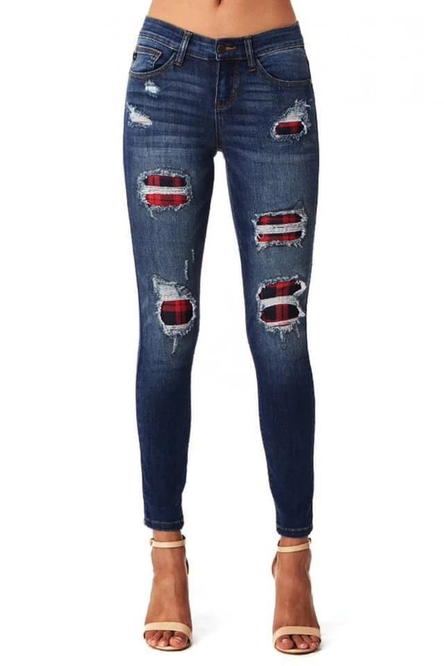 Fashion Women Distressed Stretch Denim Pants Ripped High Rise Skinny