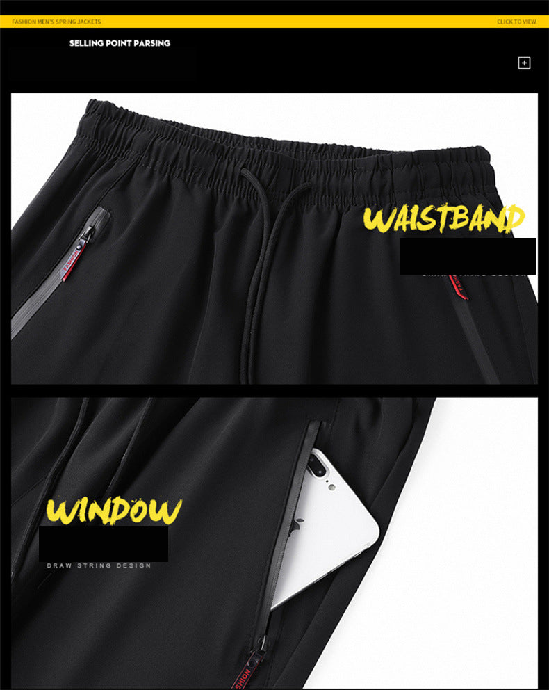 Men's Ice Silk Thin Breathable Quick-Drying Elastic Casual Pants