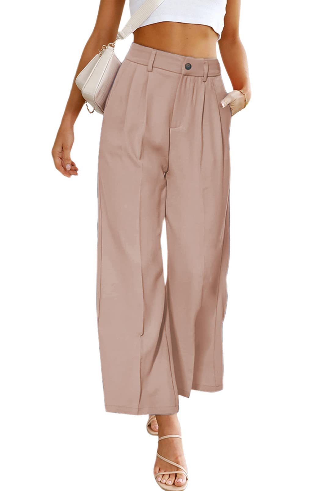 Women Casual Wide Leg Flare Pants High  Waist Long Trousers Baggy Trousers Formal Trousers