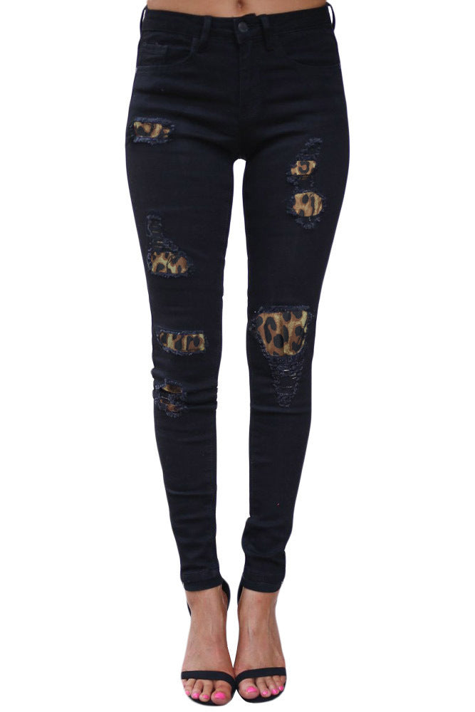 Fashion Women Distressed Stretch Denim Pants Ripped High Rise Skinny