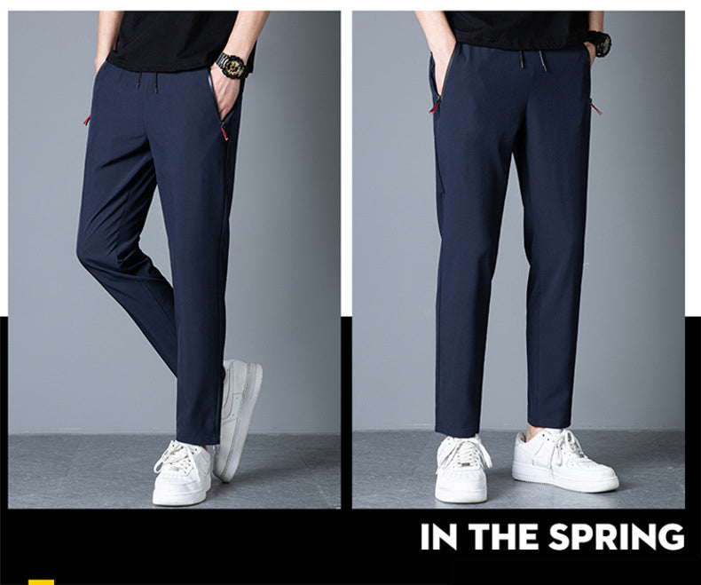 Men's Ice Silk Thin Breathable Quick-Drying Elastic Casual Pants