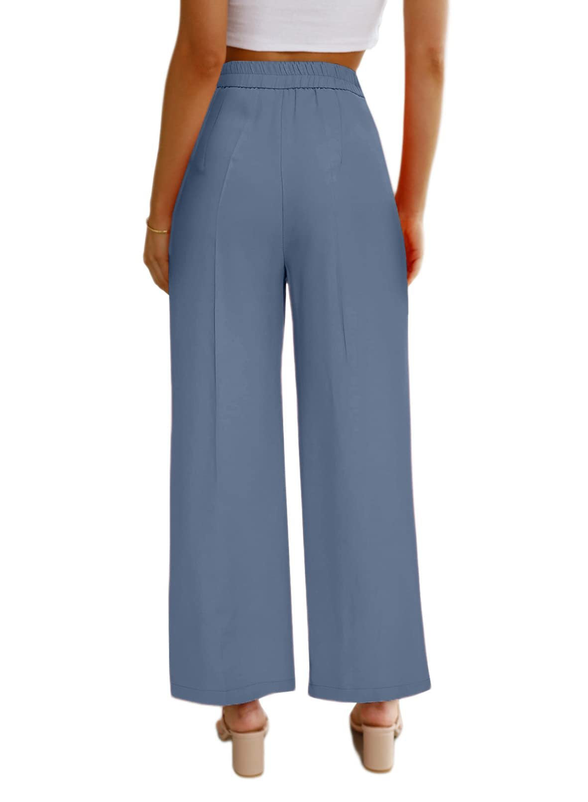 Women Casual Wide Leg Flare Pants High  Waist Long Trousers Baggy Trousers Formal Trousers
