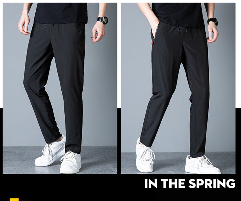 Men's Ice Silk Thin Breathable Quick-Drying Elastic Casual Pants