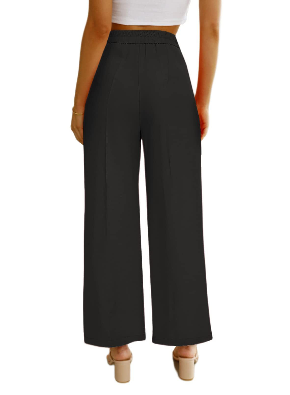 Women Casual Wide Leg Flare Pants High  Waist Long Trousers Baggy Trousers Formal Trousers